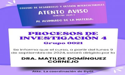 Profesora "Procesos de investigación 4", grupo 0021